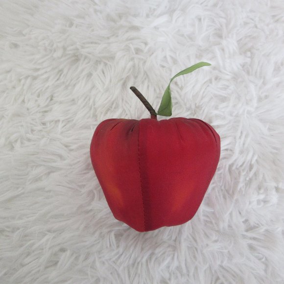 Vintage Apple Fabric Plush Christmas Decoration Red Satin The Broadway - Picture 2 of 7